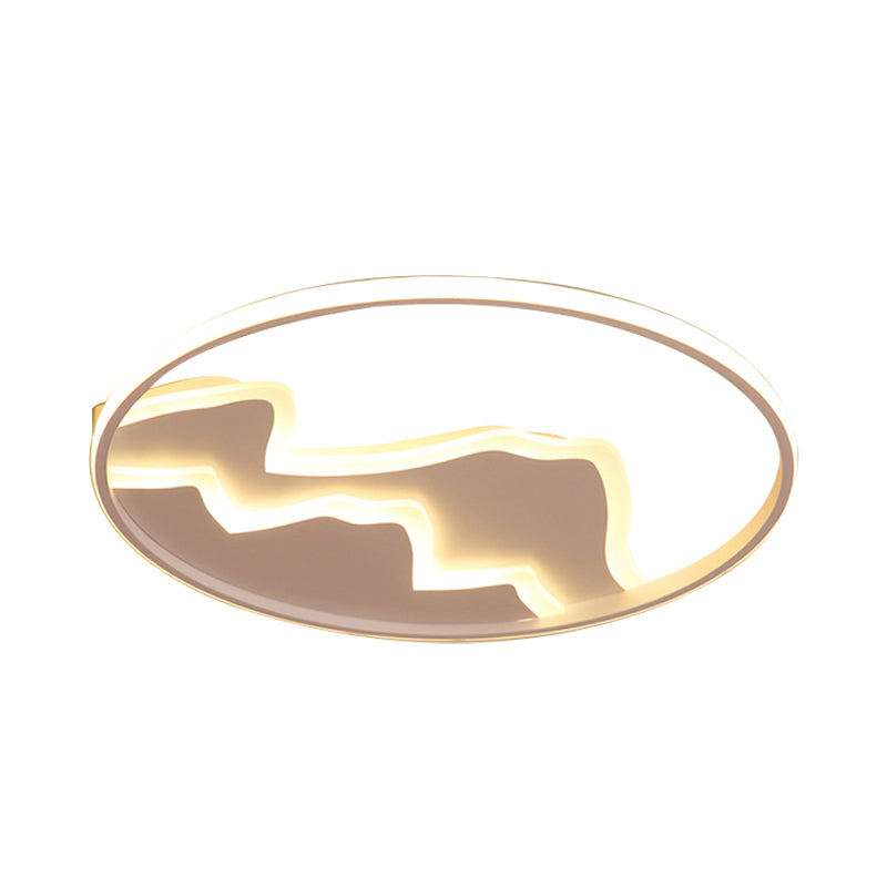 Modern Led Flushmount Ceiling Light In White - Acrylic Mountain Design For Living Room Or Hallway