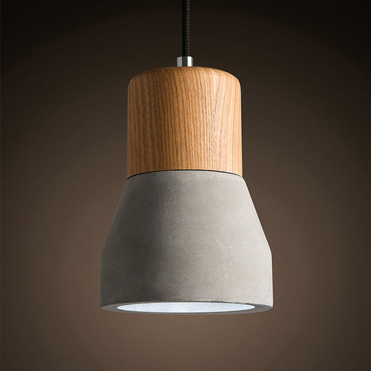 Nordic Cement & Wood Kitchen Pendant Light With Bottle Design