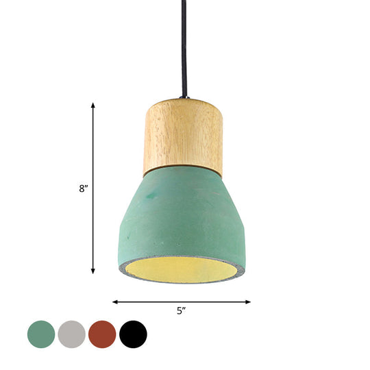Nordic 1-Light Cement Bottle Pendant: Stylish Suspension Lighting For Restaurants- Grey/Red/Green