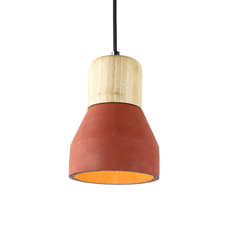 Nordic 1-Light Cement Bottle Pendant: Stylish Suspension Lighting For Restaurants- Grey/Red/Green