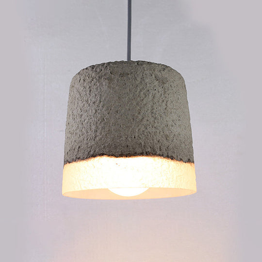 Nordic Grey Dome/Cone/Barn Shaped Hanging Light For Kitchen Bar Ceiling - 1 Head Pendant