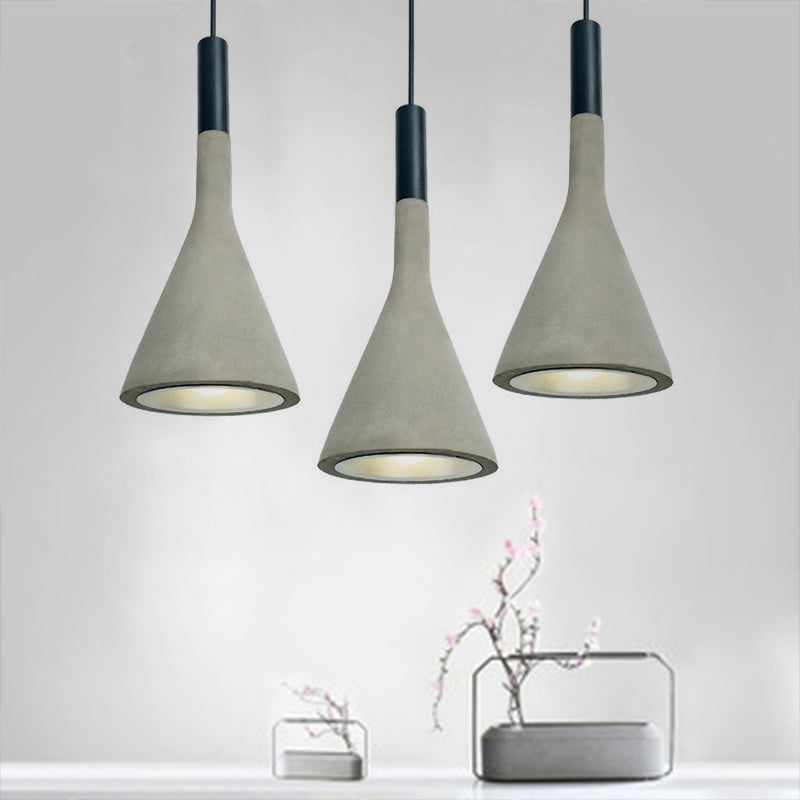 Nordic Funnel-Shaped Hanging Lamp - 1-Light Cement Pendant Light In Black/Grey