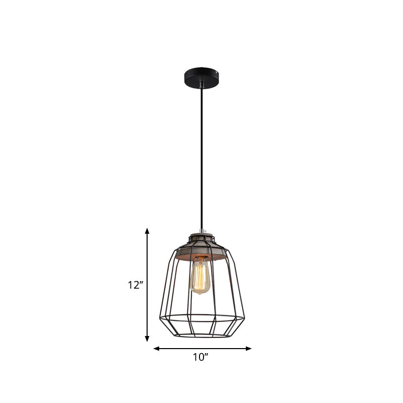 Industrial 1-Light Pendant Fixture With Cone/Cylinder/Triangle Iron Design In Black - Cement Socket