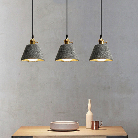 Nordic Black/Grey Pendant Hanging Light With Cement Shade And Rotary Switch - Single Bedside Drop
