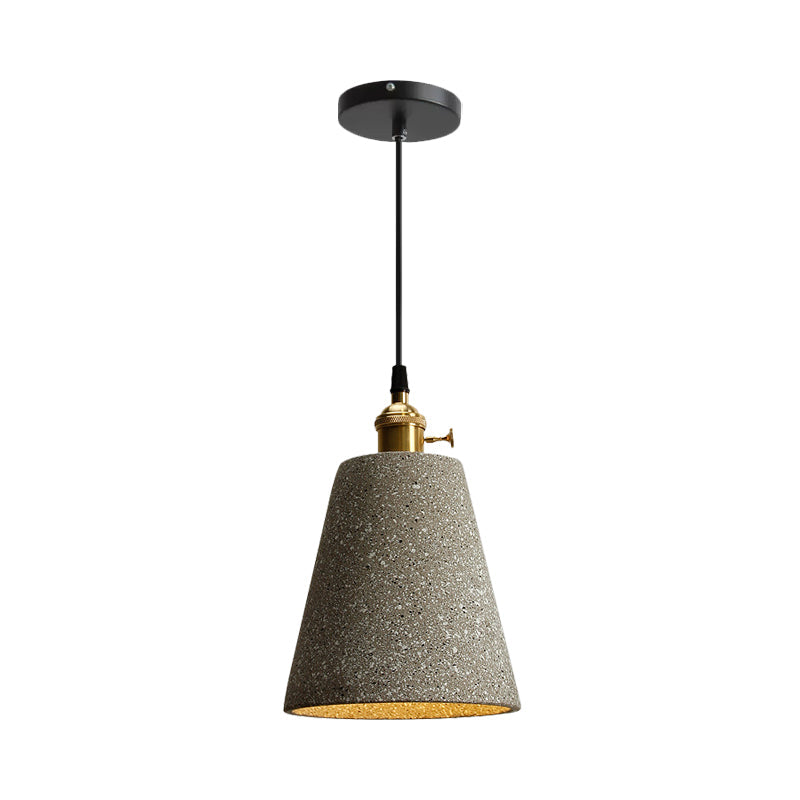 Nordic Black/Grey Pendant Hanging Light With Cement Shade And Rotary Switch - Single Bedside Drop