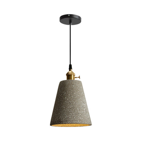 Nordic Black/Grey Bedside Pendant Light With Cement Shade And Rotary Switch