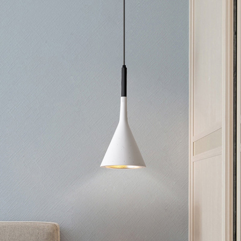 Minimalist Funnel Pendant Cement Light Fixture In Red/Black/White - Ideal For Bedside