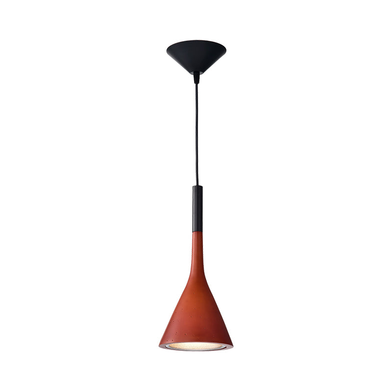 Minimalist Funnel Pendant Cement Light Fixture In Red/Black/White - Ideal For Bedside