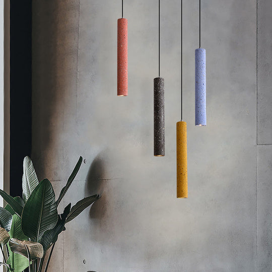 Terrazzo Fluted Pendant Lamp - Loft Style With Led Lighting White/Yellow/Blue Black