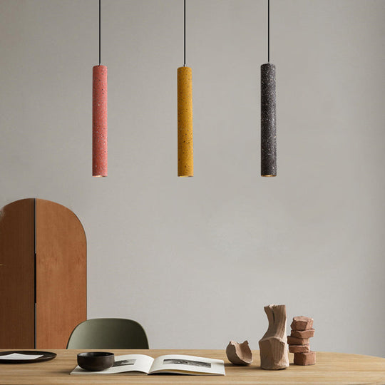 Loft-Style Terrazzo Led Pendant Lamp In Fluted Design White/Yellow/Blue Ceiling Light For Dining