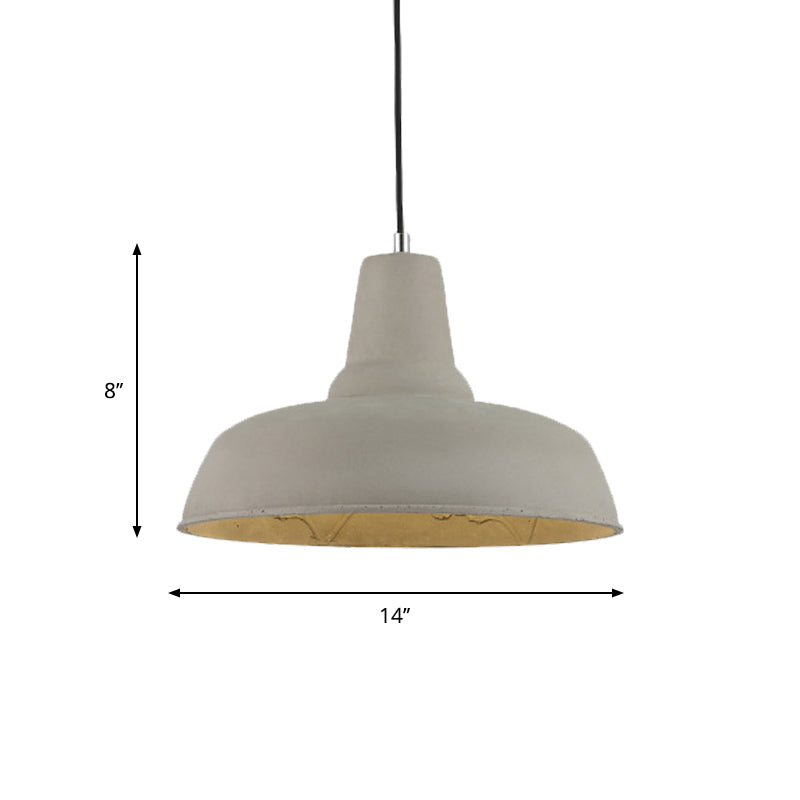 Nordic Cement 1-Head Pendant Light With Carved Interior – Barn Kitchen Bar Grey/White/Beige
