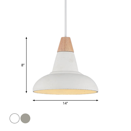 Nordic Cement 1-Head Pendant Light With Carved Interior – Barn Kitchen Bar Grey/White/Beige