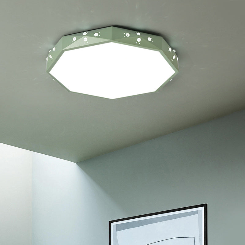 Stylish Macaron Octagon Led Ceiling Lamp For Childrens Bedroom