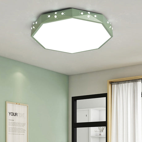 Stylish Macaron Octagon Led Ceiling Lamp For Childrens Bedroom
