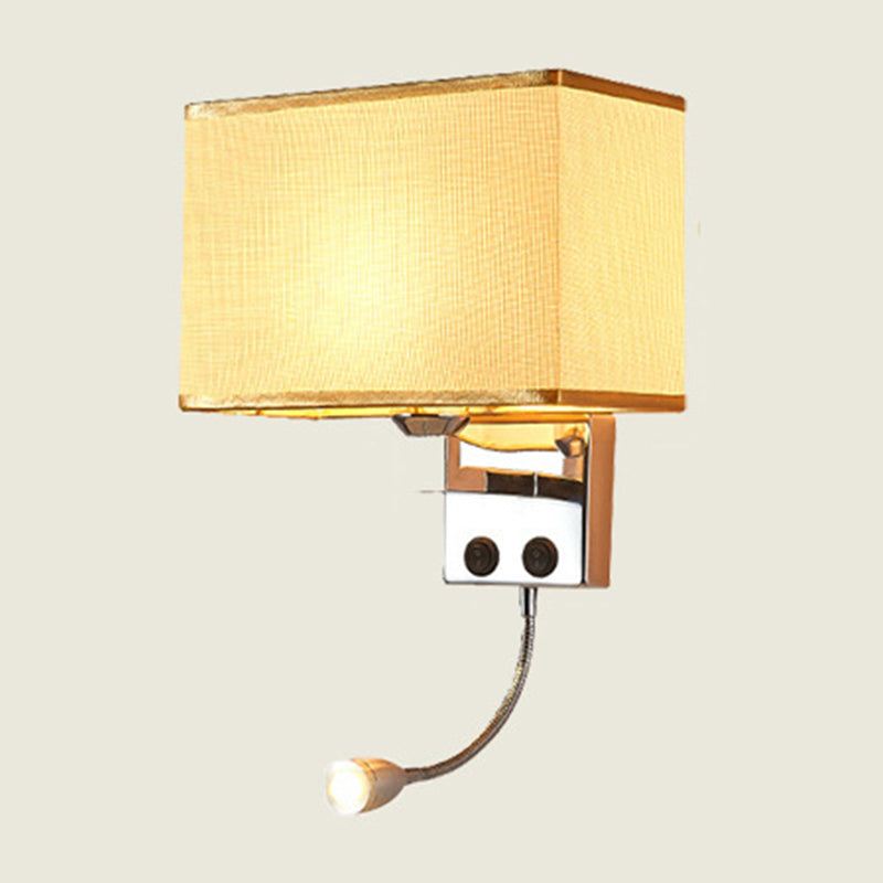 Modern Fabric Rectangle Spotlight Wall Lamp - Nordic Style 1-Light Black/Flaxen/Beige Mounted