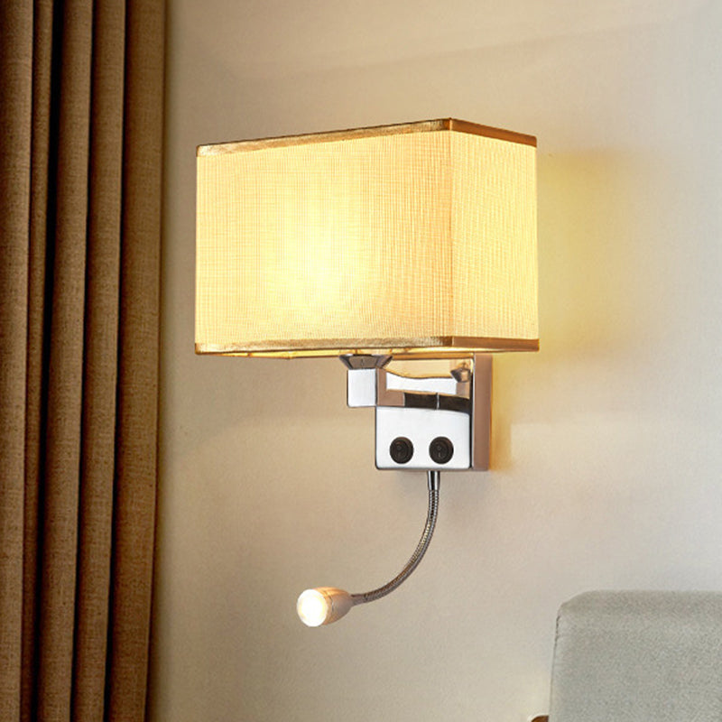 Modern Fabric Rectangle Spotlight Wall Lamp - Nordic Style 1-Light Black/Flaxen/Beige Mounted