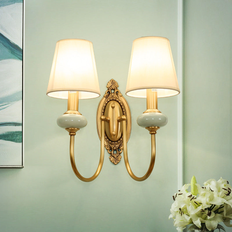 Gold Swoop Arm Wall Light With Traditional Metal Design - 1/2-Head Sconce Lamp 2 /