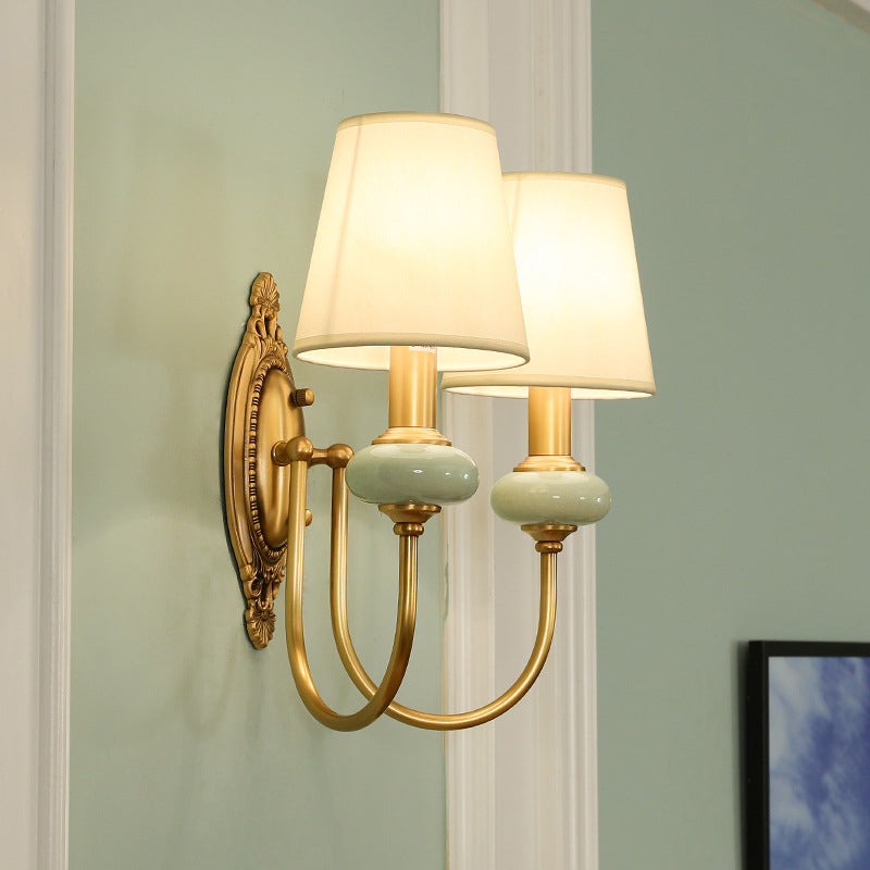 Gold Swoop Arm Wall Light With Traditional Metal Design - 1/2-Head Sconce Lamp