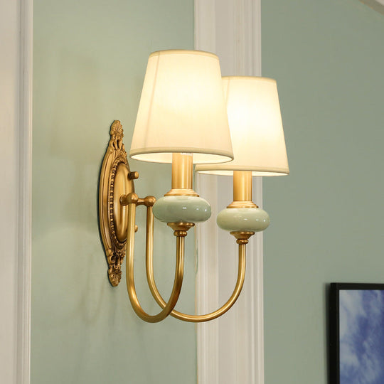 Gold Swoop Arm Wall Light With Traditional Metal Design - 1/2-Head Sconce Lamp
