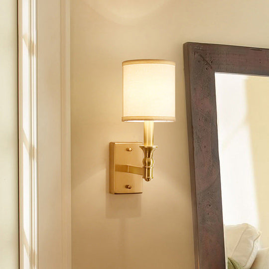 Gold Fabric Wall Light Kit - Simplicity 1-Light Bedroom Mount