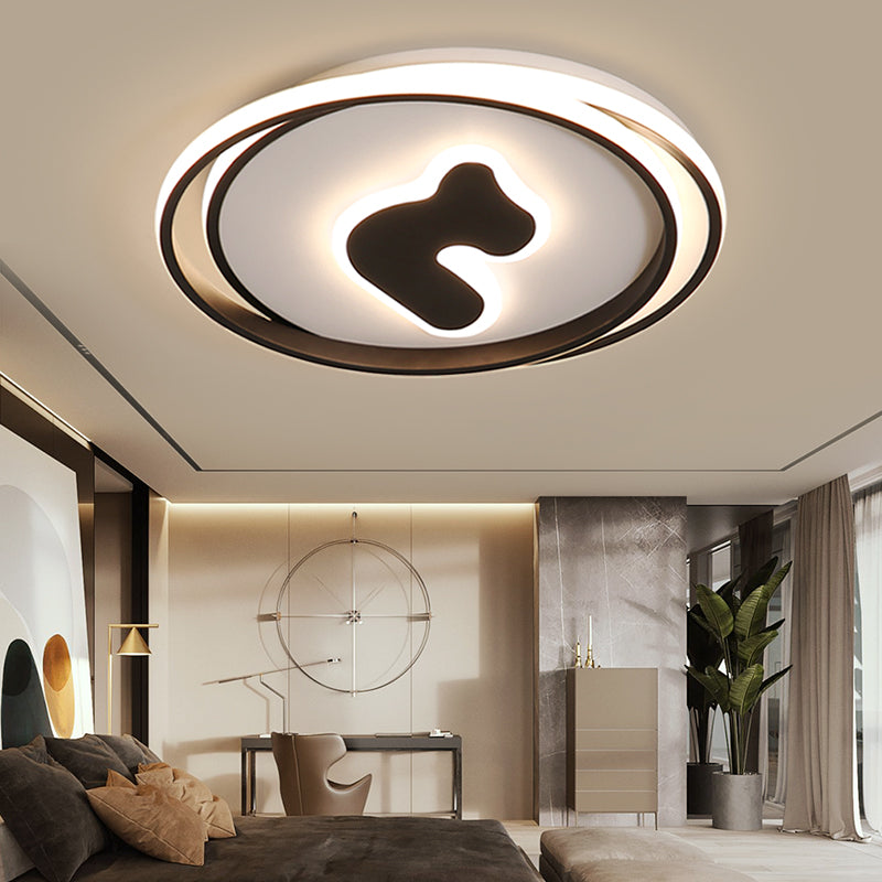 Stylish Black Flush Ceiling Light Acrylic Led Lamp For Child Bedroom And Hallway