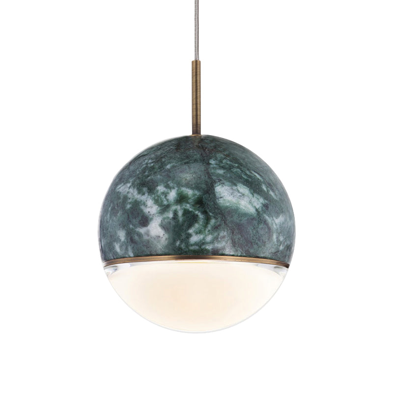 Marble Led Pendant Light Kit - Designer Black/White/Green Hanging Lamp For Living Room