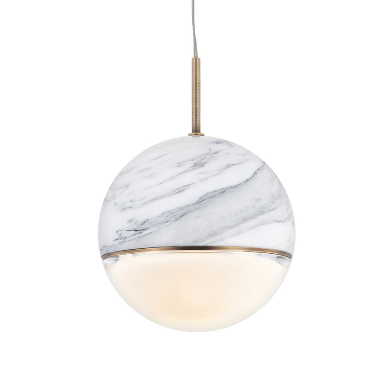 Marble Led Pendant Light Kit - Designer Black/White/Green Hanging Lamp For Living Room