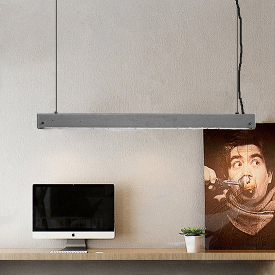 Modern Grey Linear Pendant Light - Simplicity Cement 1 Head Hanging Lamp For Dining Room Ceiling