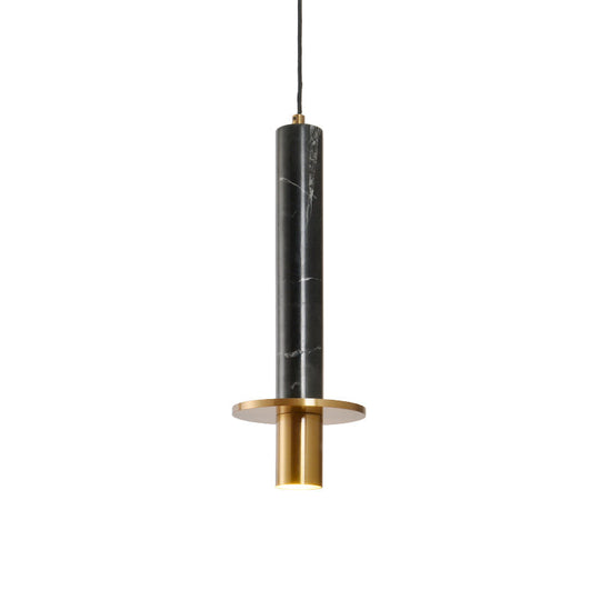 Sword Pendant Ceiling Light - Designer Marble Dining Room Led Hanging Lamp Black/White/Beige & Brass