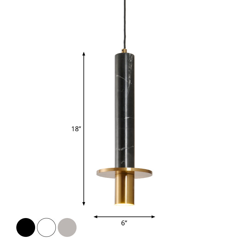 Sword Pendant Ceiling Light - Designer Marble Dining Room Led Hanging Lamp Black/White/Beige & Brass