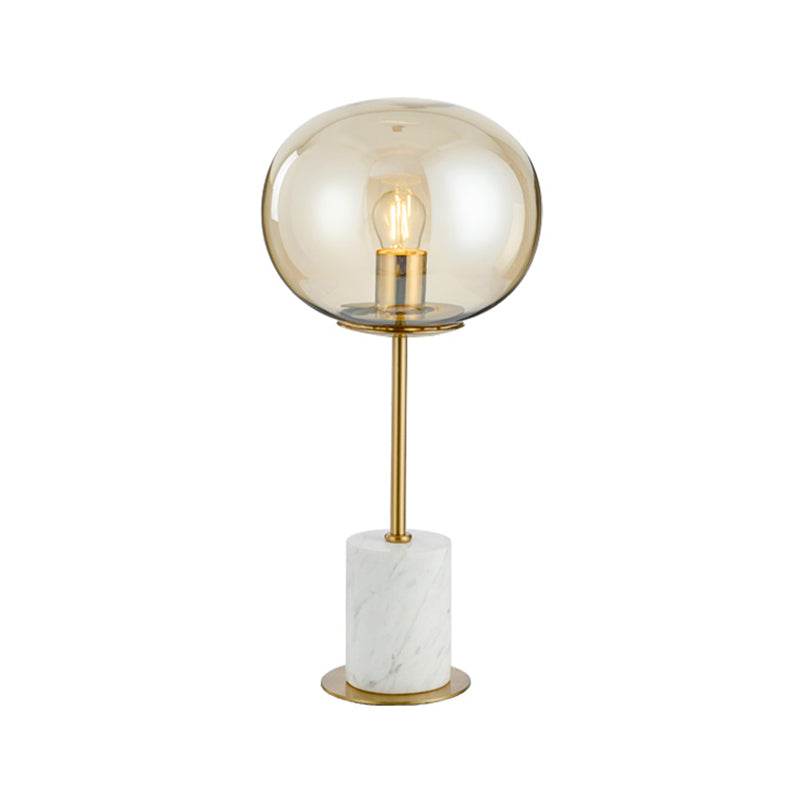 Raffaella - Oval Glass Night Light With Brass And White Table Lighting