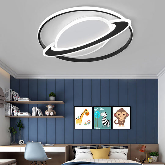 Creative Acrylic Led Flush Mount Ceiling Light For Boys Bedroom Black / 16.5 White