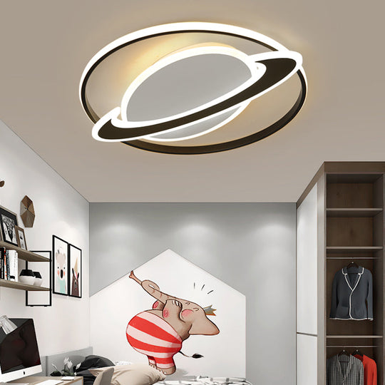 Creative Acrylic Led Flush Mount Ceiling Light For Boys Bedroom Black / 16.5 Warm