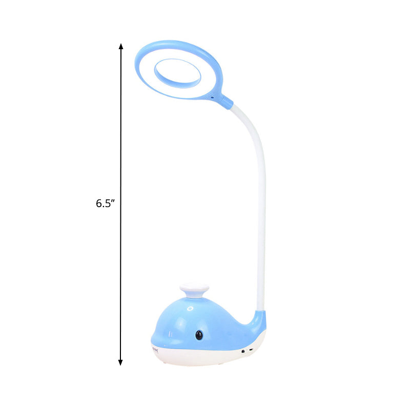 Portable Whale Desk Light With Usb Charging Port - Lovely Blue Reading Lamp For Dormitory