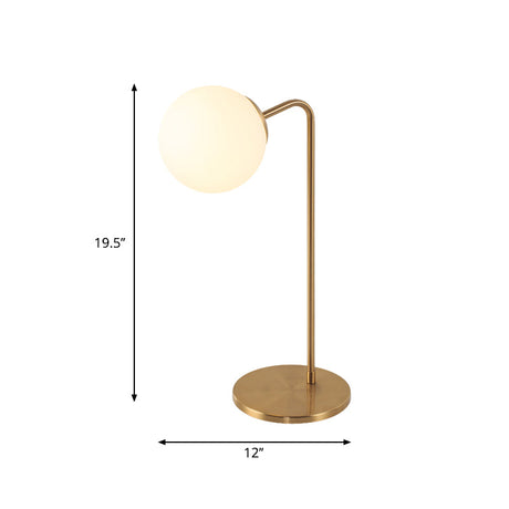 S/C Shaped Metal Bedside Table Lamp In Gold With Cream Glass Shade - Designer Nightlight 1/2-Head