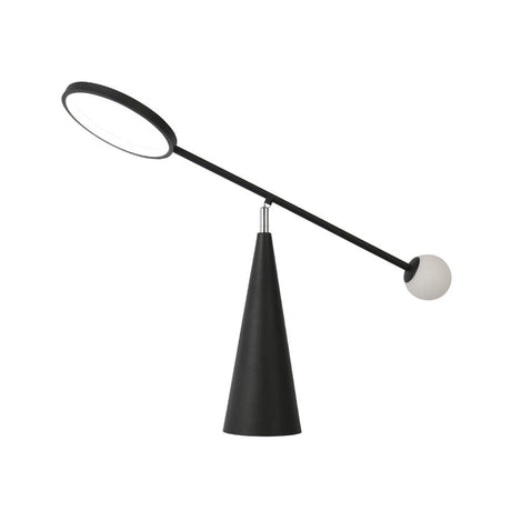 Geometric Marble Table Lamp With Adjustable Balance Arm - Modern Nightstand Light For Living Room In