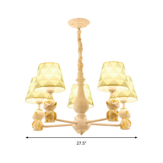 Yellow Nordic Pendant Lights - Fabric Tapered Shade Hanging For Living Room