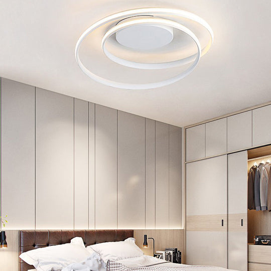Modern Led Ceiling Lamp For Kids Bedroom & Hallway - Acrylic Strap Circle Mount White / Warm