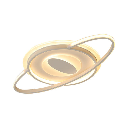 Contemporary Led Ceiling Mount Light With Acrylic Panel - Planet Slim Design White Ideal For Girls