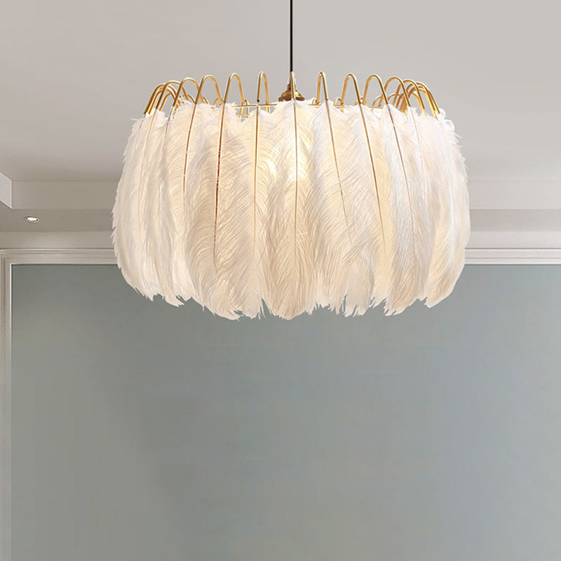 Nordic Pendant Light Kit - Single Bedroom Suspension Lighting In White With Tree Crown And Floral