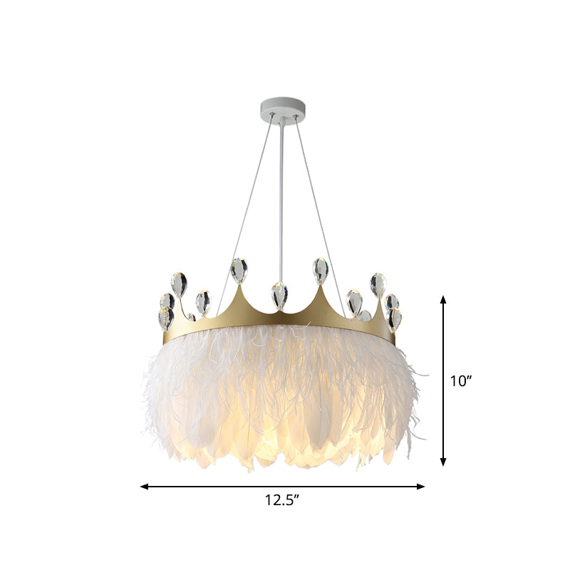 Nordic Pendant Light Kit - Single Bedroom Suspension Lighting In White With Tree Crown And Floral
