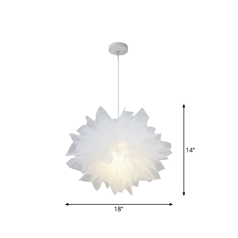 Nordic Pendant Light Kit - Single Bedroom Suspension Lighting In White With Tree Crown And Floral