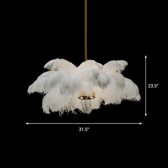 Nordic Pendant Light Kit - Single Bedroom Suspension Lighting In White With Tree Crown And Floral