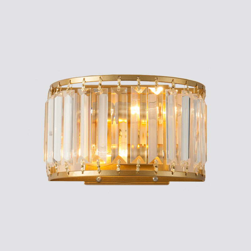 Gold Wall Lamp With Prismatic Crystal Shade - Postmodern Style