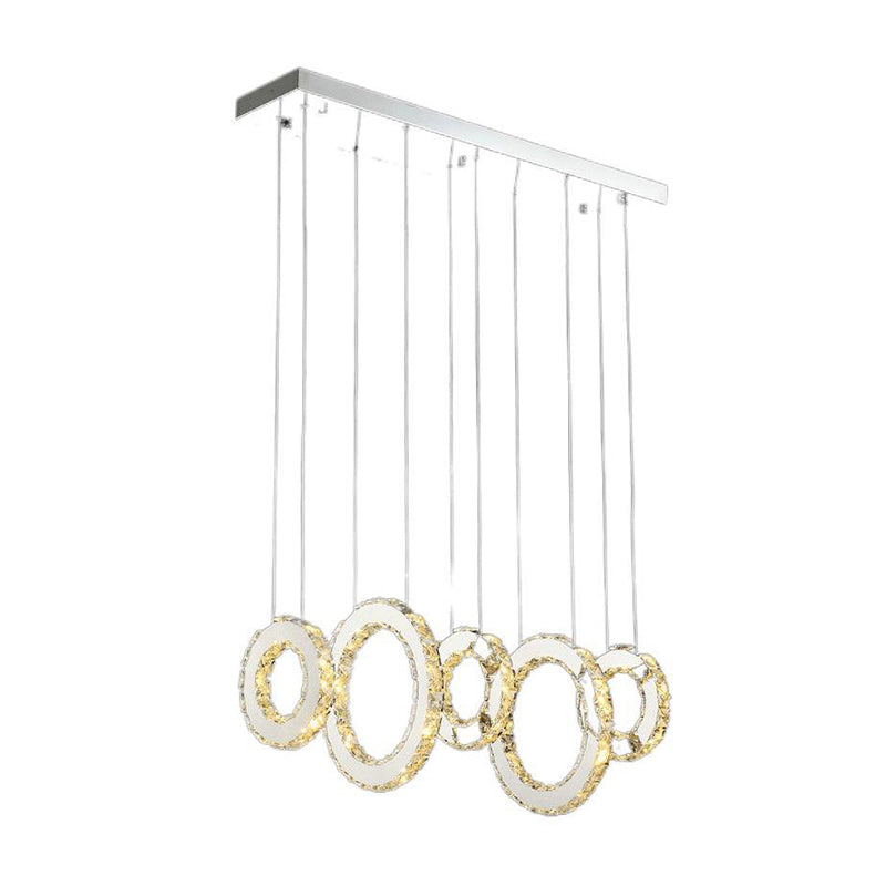 Modern Silver Crystal Pendant Light For Dining Room- 3/5 Lights