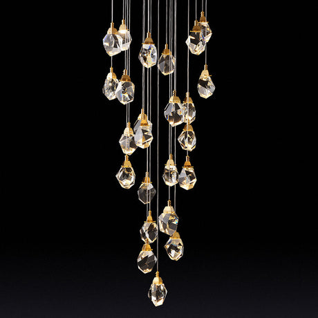 Modern Crystal Raindrop Hanging Lamp: Brass 3/5/24-Light Pendant Light For Dining Room