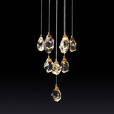 Modern Crystal Raindrop Hanging Lamp: Brass 3/5/24-Light Pendant Light For Dining Room