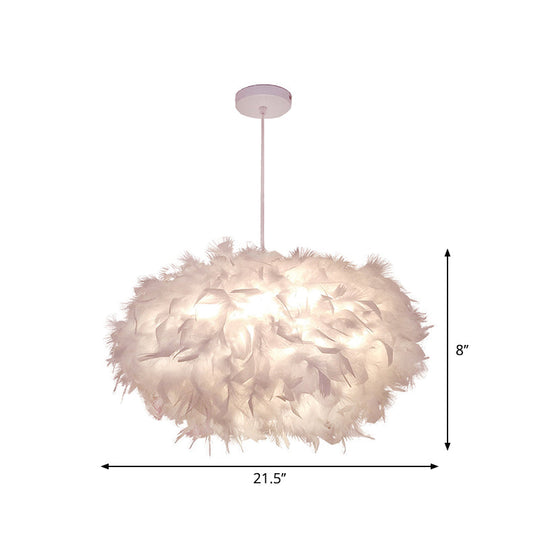 Minimalist Hanging Pendant Light With Feather Design - White