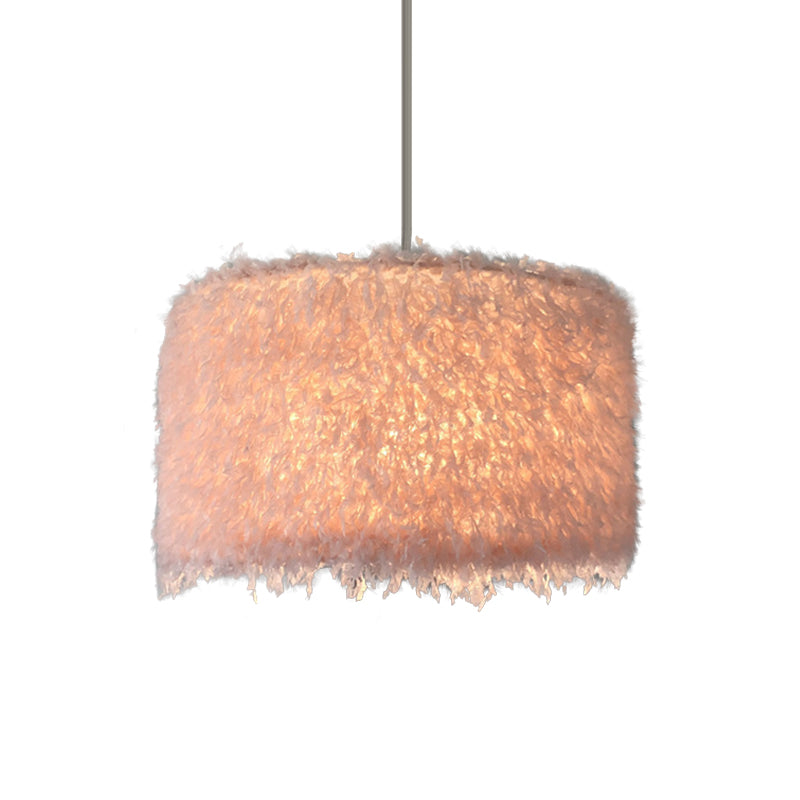 Pink & White Feather Pendant Lamp - Nordic Style