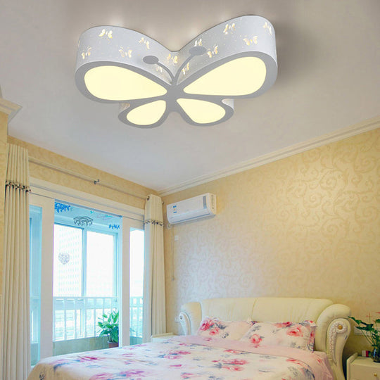 Kindergarten Butterfly Ceiling Light - Cartoon Led Flush Mount Fixture White / 23.5’